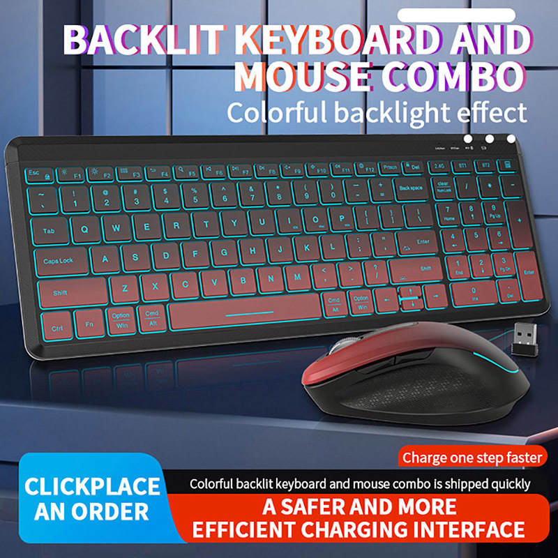 RGB Backlit Silent Wireless Ke - Gaming Keyboard And Mouse Combo ulasan dan harga