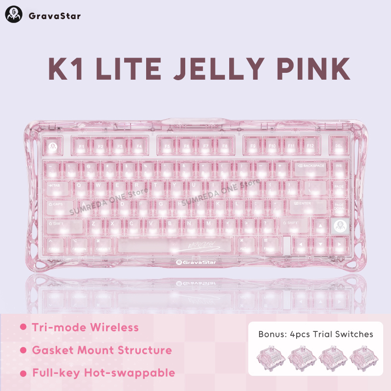 K1 LITE JELLY PINK Mechanical  - Keyboard Gaming Mac ulasan dan harga